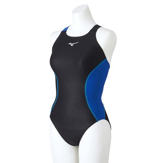 Mizuno 競泳水着 水球用ブラック/ブルー MIZUNO（ミズノ） ミズノ公式 競泳練習用ミディアムカット レディース