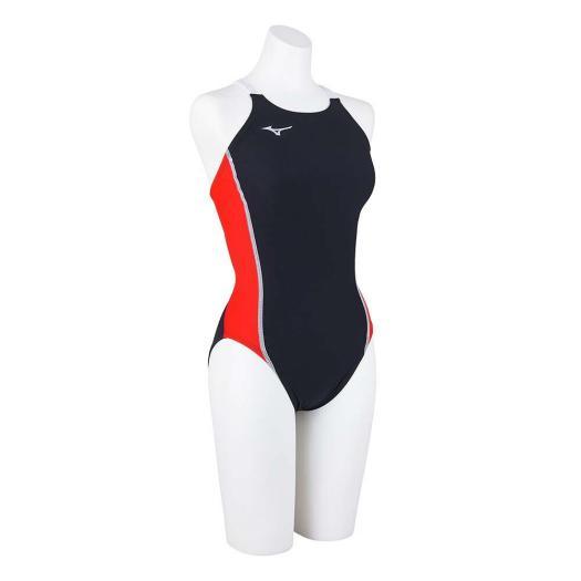 Mizuno 競泳水着 黒/赤 MIZUNO（ミズノ） ミズノ公式 競泳練習用ミディアムカット ジュニア