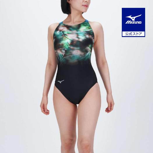 Mizuno 競泳水着 ブラック/ターコイズ