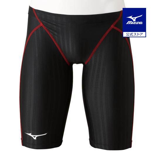 MIZUNO 競泳水着 ハーフスパッツ レッド ブラック MIZUNO（ミズノ） ミズノ公式 競泳用ハーフスパッツ ジュニア ブラック