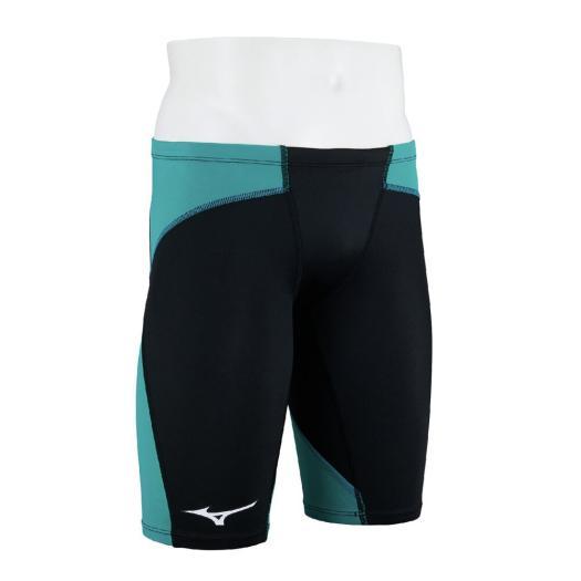ミズノ メンズ競泳用 ハーフスパッツ ブラック×グリーン L MIZUNO（ミズノ） ミズノ公式 GX・SONIC DUAL 競泳用ハーフスパッツ