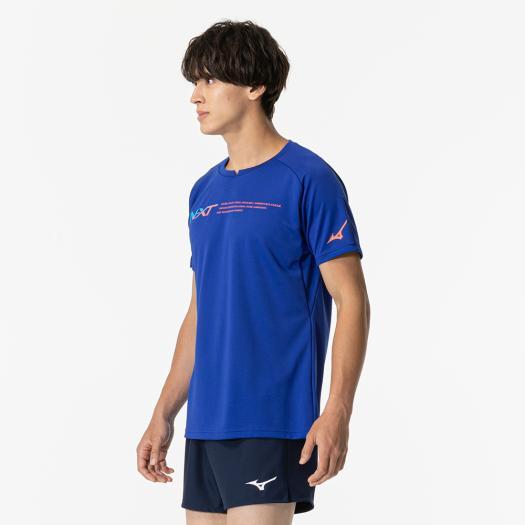 ミズノ公式 N-XTプラシャツ 半袖 バレーボール ユニセックス サーフブルー×オレンジ｜mizuno-shop｜04