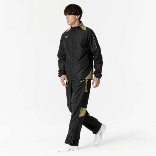 新品 ミズノ 陸上用ウィンブレ　ブラック×ゴールド 非売品　国体 MIZUNO（ミズノ） ミズノ公式 ウインドブレーカーシャツ