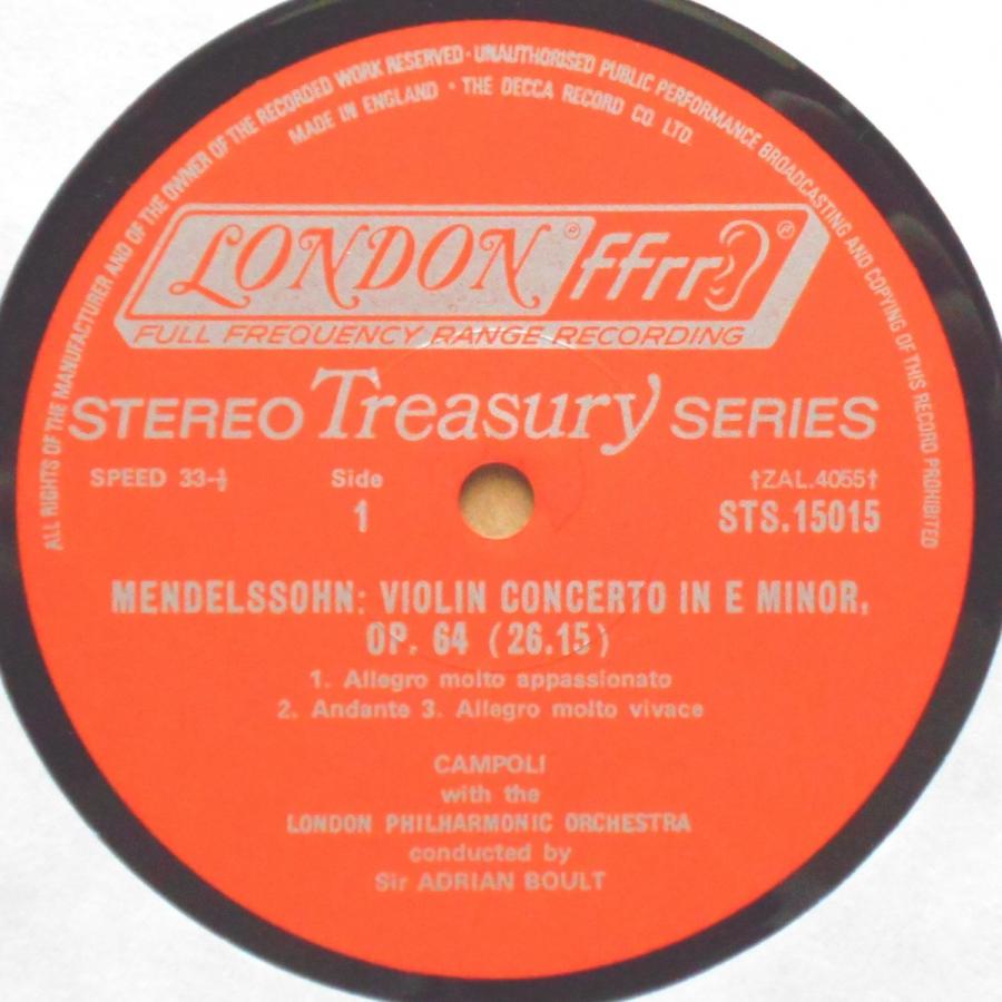 中古lpレコード メンデルスゾーン ヴァイオリン協奏曲ホ短調 作品64 他 カンポリ バイオリン Mendelssohn Violin Concerto In E Minor Op 64 Sts Lpレコード専門 美寿濃レコード 通販 Yahoo ショッピング