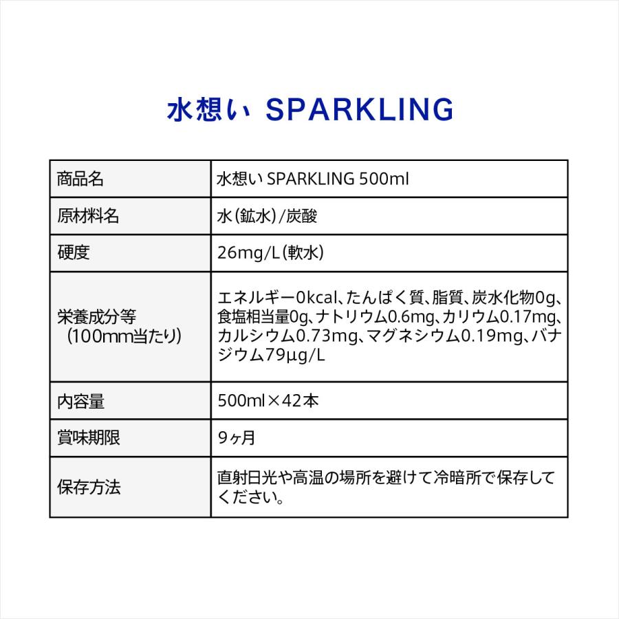 水想い 強炭酸水 スパークリング 500ml 42本 ラベルレス 送料無料 炭酸