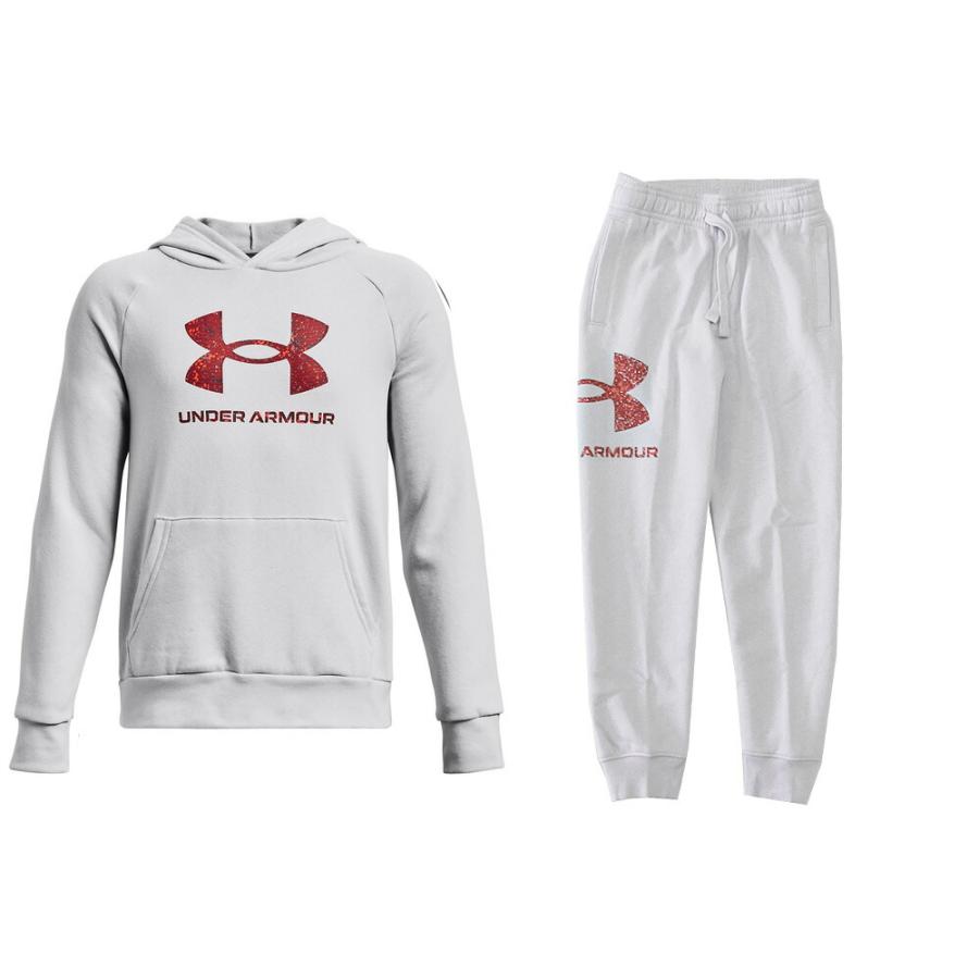 UNDER ARMOUR（アンダーアーマー）UA ライバル フリース ビックロゴ フィル フーディー パンツ 上下セット（1373558/1373557）ジュニア｜mizushimasports｜04