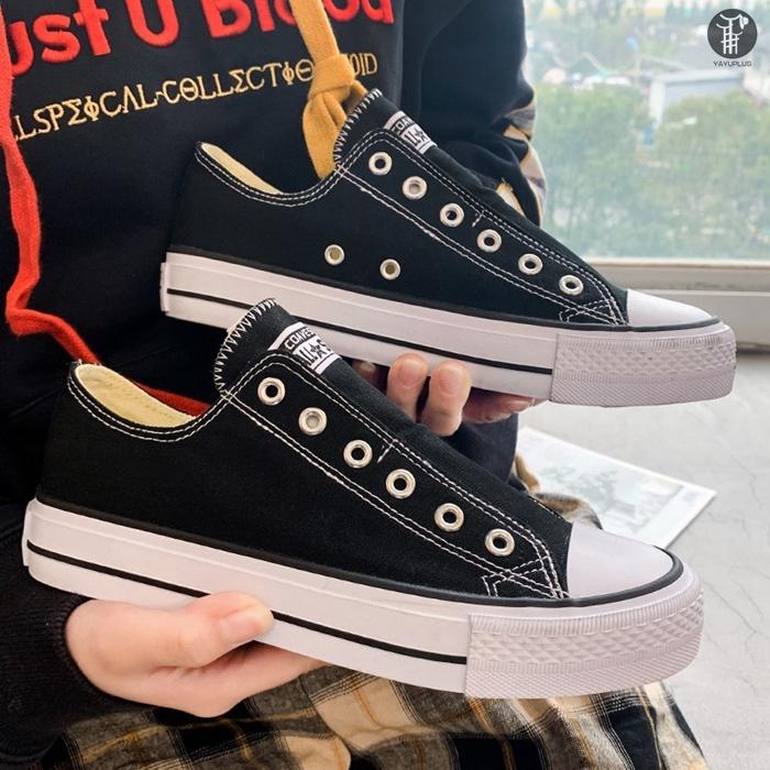 スニーカー スリッポン メンズ レディース 紐なし 男女兼用 おしゃれ キャンバス デッキシューズ ローカット 通学 通勤 美脚 代引不可 wu01 ミズショウ 通販 Yahoo ショッピング