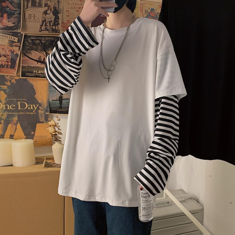 Tシャツ 長袖 重ね着風 レイヤード メンズ ボーダー 切り替え メンズtシャツ ロングtシャツ 春秋 秋服 無地 新作 通勤 通学 Yemi34 ミズショウ 通販 Yahoo ショッピング