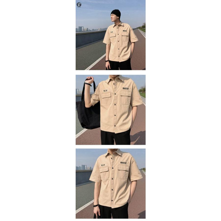 ミリタリーシャツ 半袖 カーゴシャツ メンズ シャツ 半袖 ビッグシルエット 肩落ち ルーズ クルーネック ゆったり 夏 夏服 新作 コーデ Yemi45 ミズショウ 通販 Yahoo ショッピング