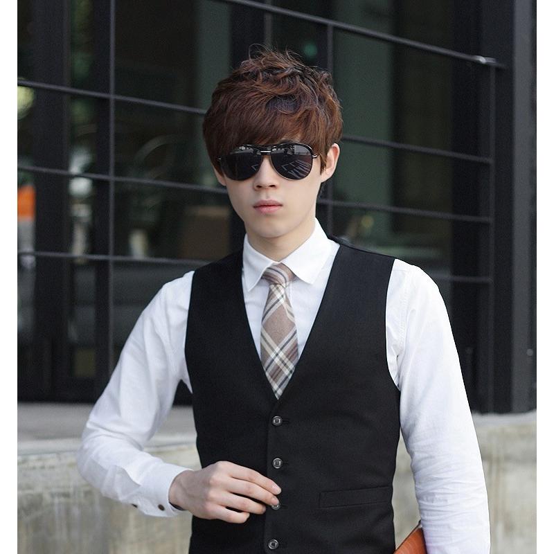 メンズベスト ジレ ベスト 細身 Vネック ジャケット ビジネス