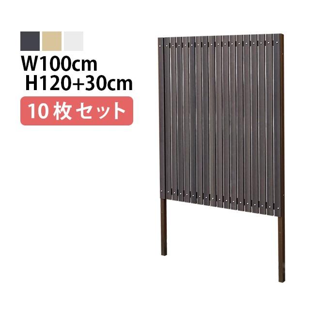 目隠しフェンス 【10枚セット 連結ボルト付】ストライプ3型 埋込タイプ 
