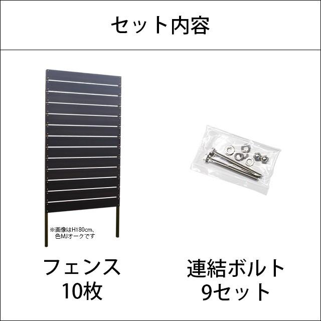 目隠しフェンス 【10枚セット 連結ボルト付】ボーダー1型 埋込タイプ 標準色 [幅100cm×高さ154cm+埋込30cm 隙間1cm]_2