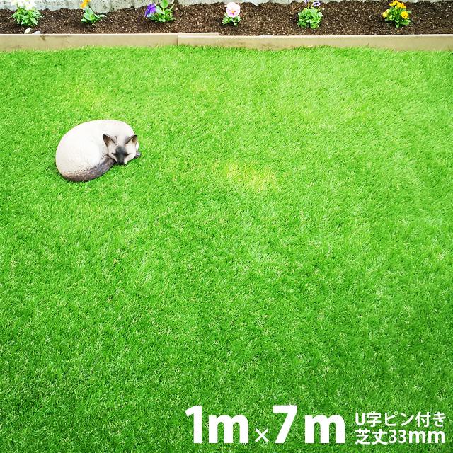 大人女性の 人工芝 U字ピン12本付き リアルMJターフ 1ｍ×7ｍ 天然芝にそっくり 芝丈33mm 海外 ロール