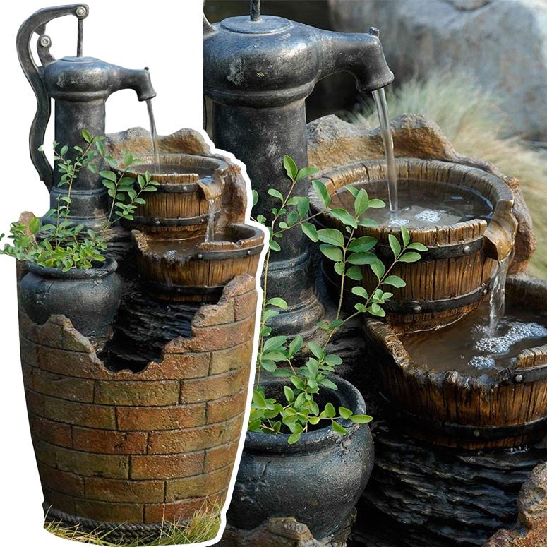 ガーデン 噴水 インテリア噴水 置き型 滝のオブジェ ウォーターフォールファウンテン Sunnydaze Seaside Wall