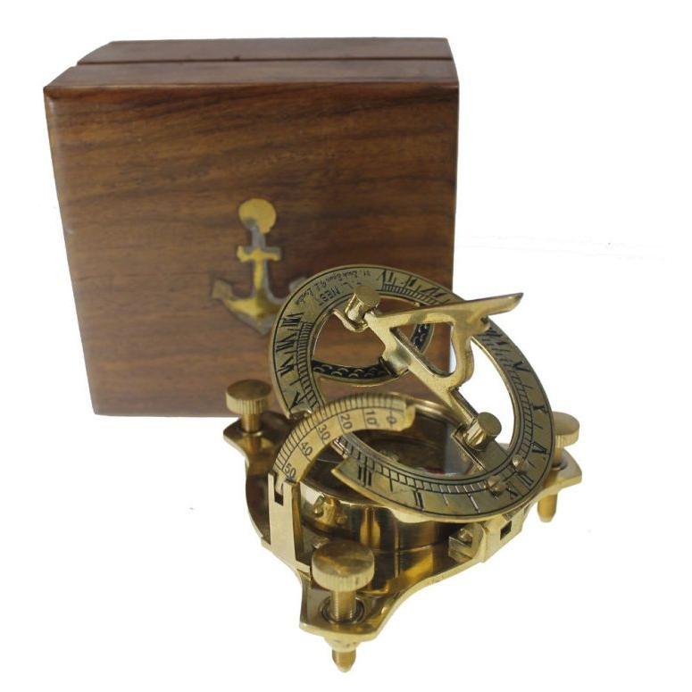 真鍮製 日時計 コンパス 真ちゅう サンダイアル Ectoria 3" Sundial Compass - Brass with Wood Box｜mj-market｜03