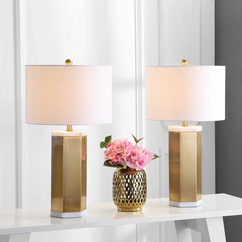 サファヴィヤ safavieh テーブルランプ サファビヤ サファヴィア Safavieh TBL4047A-SET2 Lighting Collection Alya White and Brass Gold Table Lamp サファヴィヤ safavieh テーブルランプ サファビヤ サファヴィア