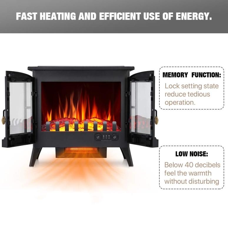 電気暖炉 暖炉型ファンヒーター 電気ストーブ フェイク暖炉 Kismile 3D Infrared Electric Fireplace Stove, Freestanding Fireplace Heater With Realistic Fla｜mj-market｜03
