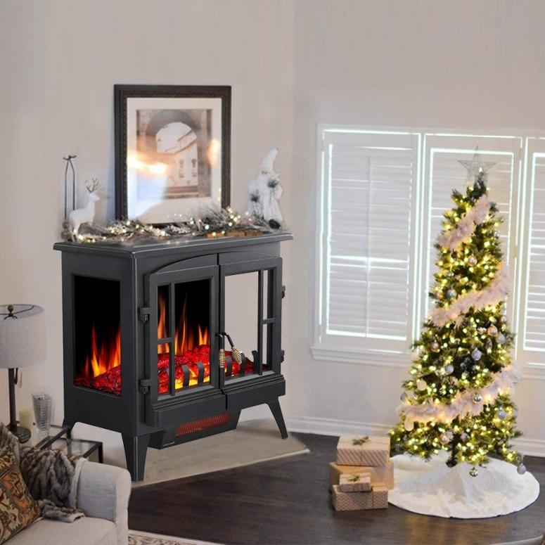 電気暖炉 暖炉型ファンヒーター 電気ストーブ フェイク暖炉 Kismile 3D Infrared Electric Fireplace Stove, Freestanding Fireplace Heater With Realistic Fla｜mj-market｜04