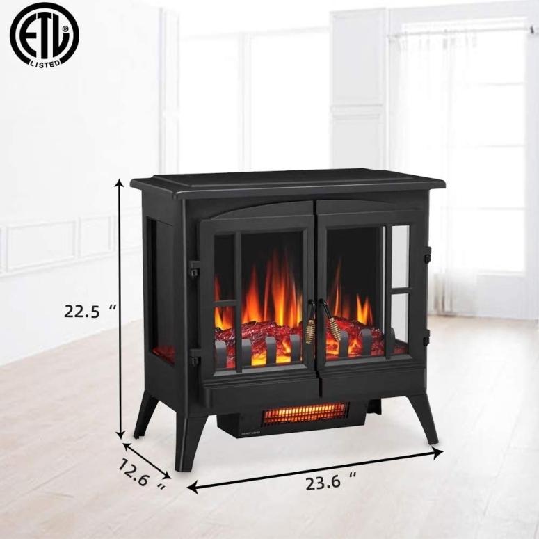 電気暖炉 暖炉型ファンヒーター 電気ストーブ フェイク暖炉 Kismile 3D Infrared Electric Fireplace Stove, Freestanding Fireplace Heater With Realistic Fla｜mj-market｜05