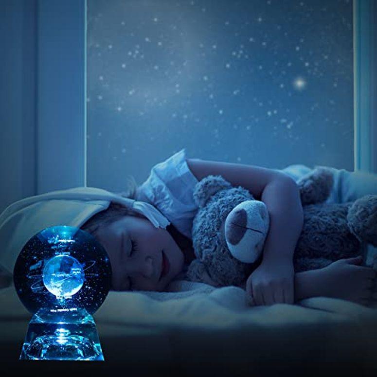 3D クリスタルボール ガラス玉 置物 OEGINFIT 3D Earth Crystal Ball Night Light for Decor Laser Engraved Model Educational Gift for Kids Science Astronom｜mj-market｜03