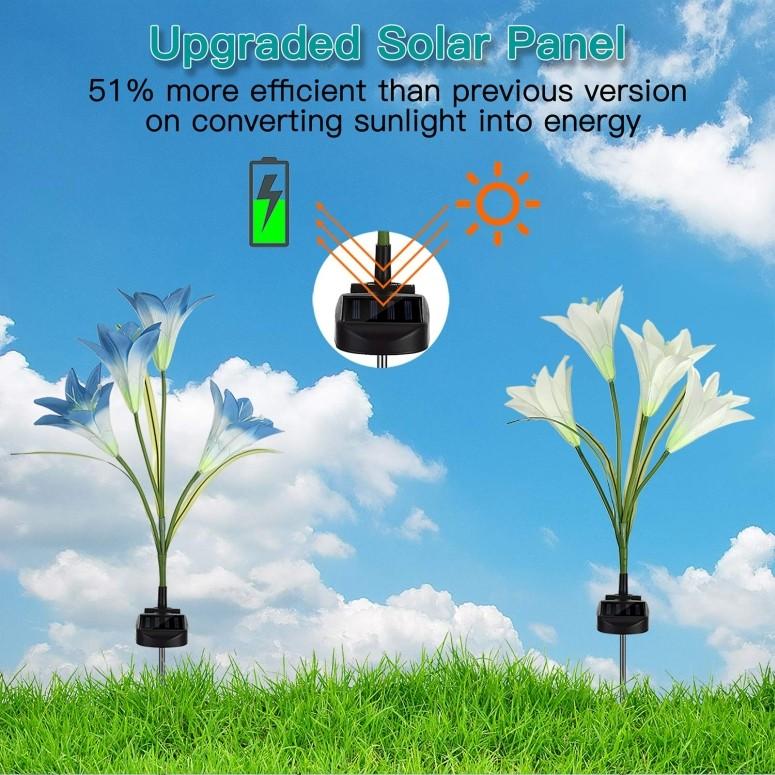 ガーデンライト LEDソーラーライト ユリ Solar Lights Outdoor New Upgraded Solar Garden
