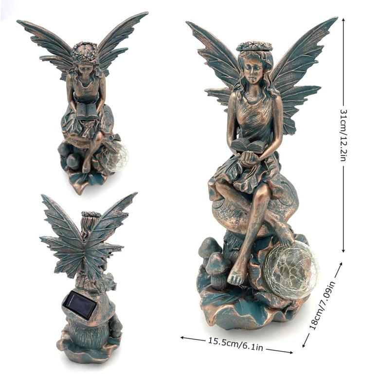 【爆売りセール開催中！】 LEDソーラーライト ソーラーパワー ガーデンライト MIBUNG Large Fairy Angel Garden Statue Outdoor with Solar Powered Lights， Resin Vintage Angel Sculptur