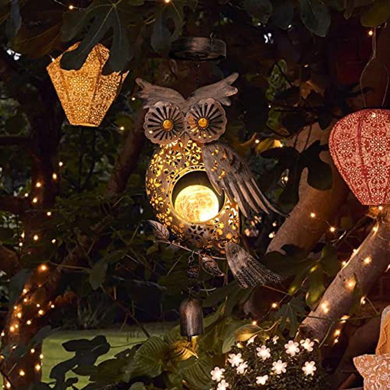 格安セール開催中 LEDソーラーライト ソーラーパワー ガーデンライト Solar Wind Chimes Outdoor Owl Hanging Lanterns Decor Solar Lights for Outside Garden Yard Art Unique V
