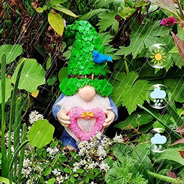 ガーデンライトLEDソーラーライト ソーラーパワー BEZALEL Garden Gnomes Outdoor - Resin Garden Gnome Statue, The Fairy Garden Gnomes in The Clover Hat Ho｜mj-market｜02