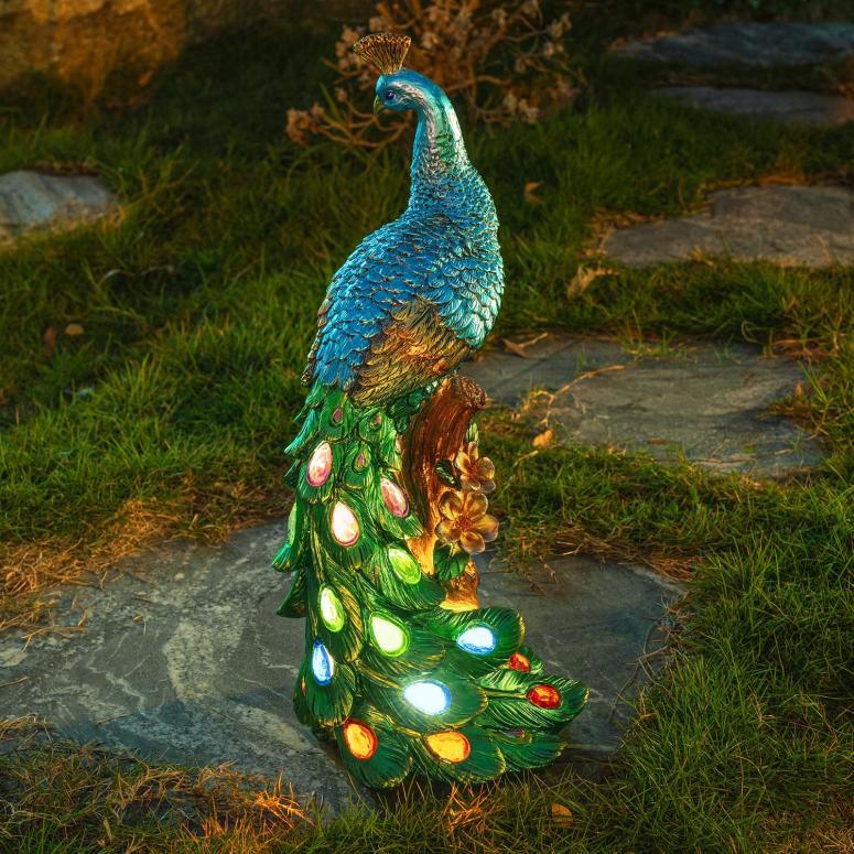 ガーデンライトLEDソーラーライト ソーラーパワー WONDHOME Solar Peacock Statues Spring Garden
