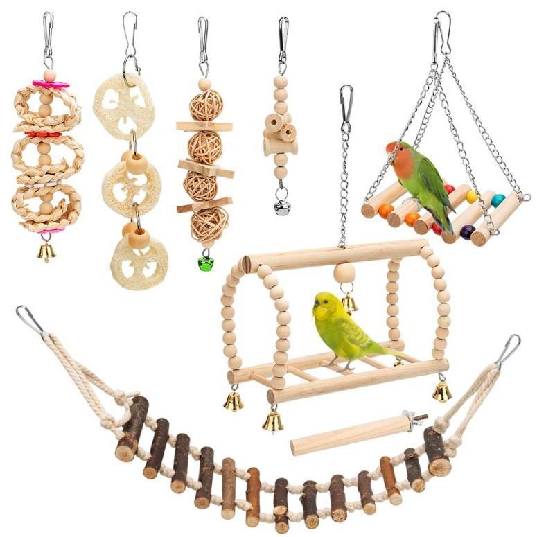 鳥用品 グッズ オウム インコ オカメインコ 十姉妹 文鳥 セキセイ 小鳥のおもちゃ 8 Packs Bird Parrot Swing Hanging Toy Natural Wood Bell Bird Cage Toys Fo Pe0608 075 Mj Market 通販 Yahoo ショッピング