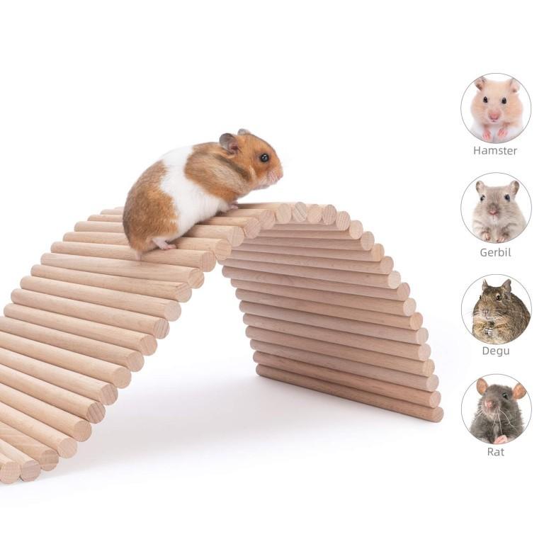 3 Sizes Wooden Colorful Ladder Bridge Climbing Swing Mouse Rat Hamster Parrots Cage Toy Furnoor Pet Steps 