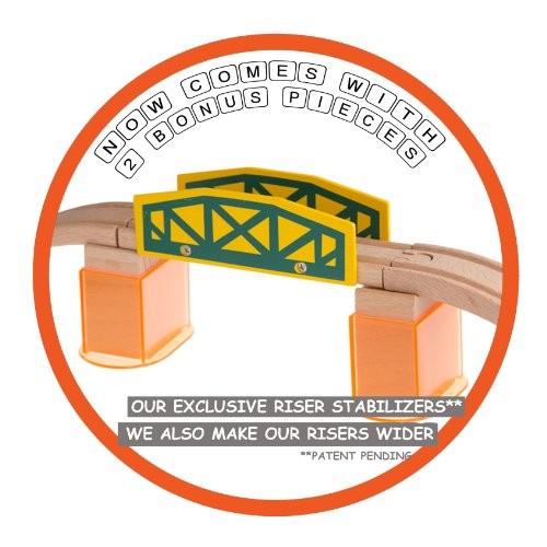 Orbrium Toys 100ピース 木製電車 木製レール トリプルループ/トーマス/バリオ/チャギントン/電車 車 飾り棚 ディスプレイフレーム マグネット 