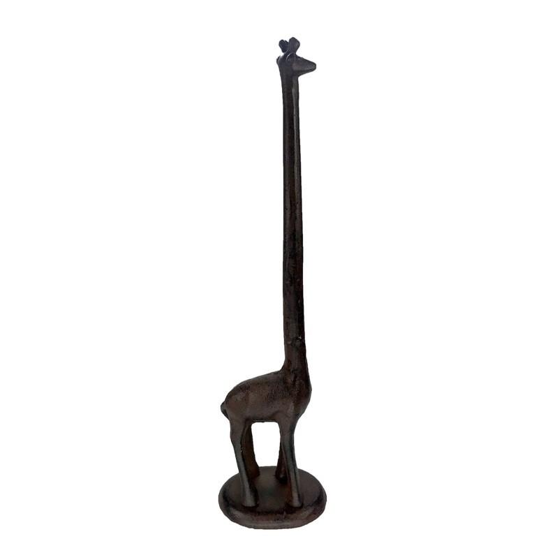 キリン トイレットロールホルダー インテリア スタンド Giraffe Cast Iron Animal Paper Towel Holder