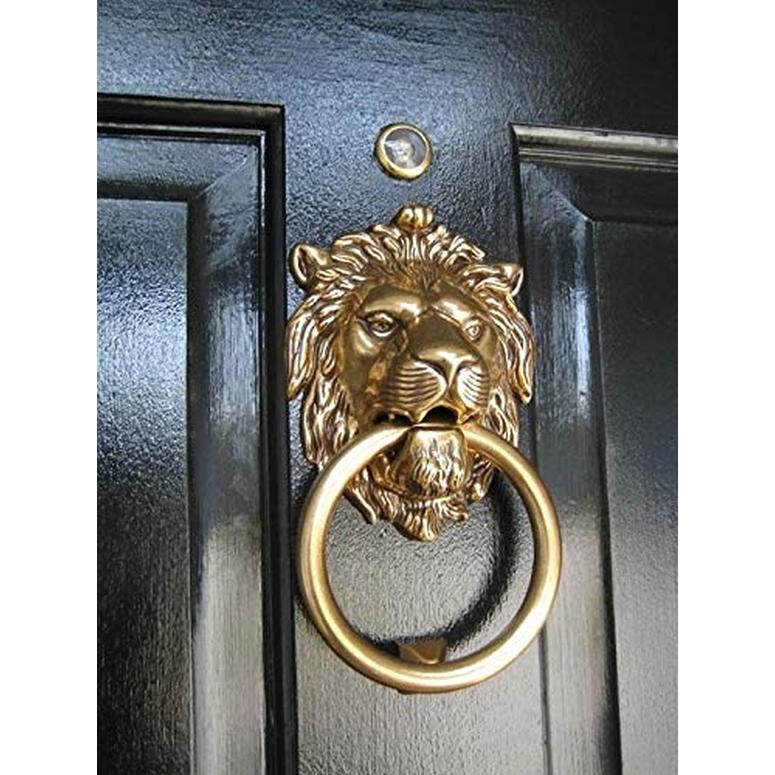 金のライオン ドアノッカー 真鍮 ゴシック調 Authentic Vintage Brass Lion Door & Gate Knocker