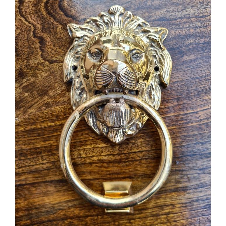 金のライオン ドアノッカー 真鍮 ゴシック調 Authentic Vintage Brass Lion Door & Gate Knocker