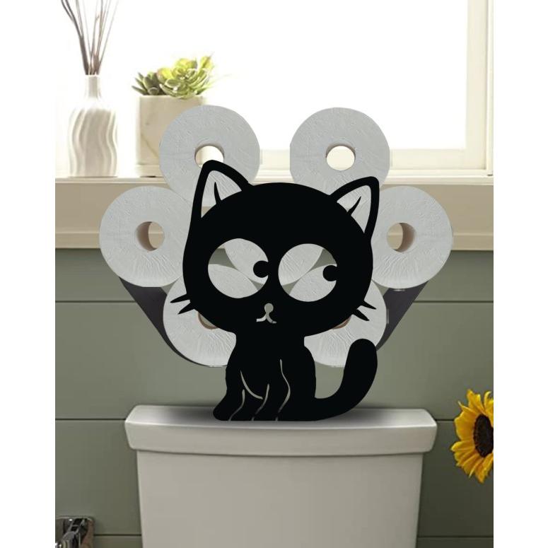 猫のトイレットペーパーホルダー おしゃれ インテリア ペーパーホルダー トイレットペーパー スタンド ネコ Black Cat Toilet