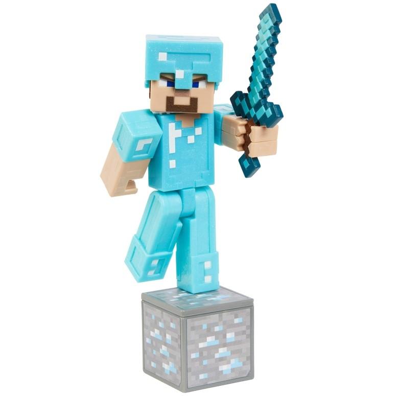 マイクラ おもちゃ スティーブ ダイヤモンドアーマー Minecraft Comic Maker Steve in Diamond Armor Action Figure， Multicolor Comic Maker Steve in Diamond Armor Action Figure， Multicolor