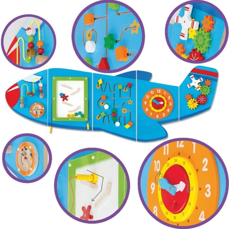 大きな飛行機のプレイパネル アクティビティウォールパネル 幼児 知育玩具 Learning Advantage Airplane Activity Wall Panels - Toddler Activity Center - Wal キュボロ (cuboro) キュボロ スタンダード 正規輸入品