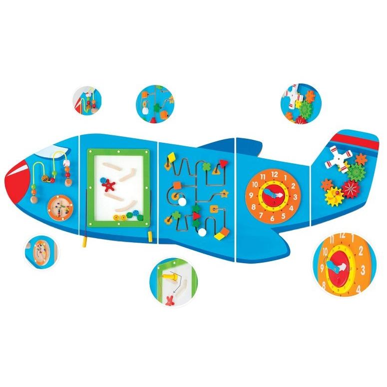 大きな飛行機のプレイパネル アクティビティウォールパネル 幼児 知育玩具 Learning Advantage Airplane Activity Wall Panels - Toddler Activity Center - Wal キュボロ (cuboro) キュボロ スタンダード 正規輸入品