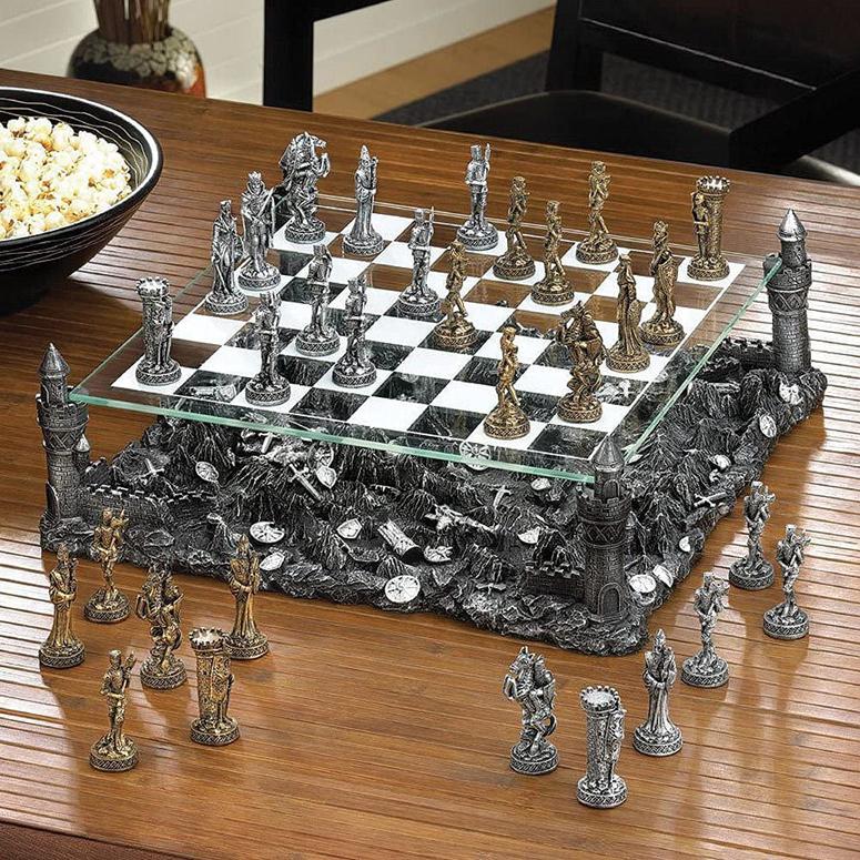 チェスセット 騎士 ルネッサンス ナイト 合金製 スズ 錫 ピューター Renaissance Knight Chess Recreational Classic Strategy Game Set｜mj-market｜02