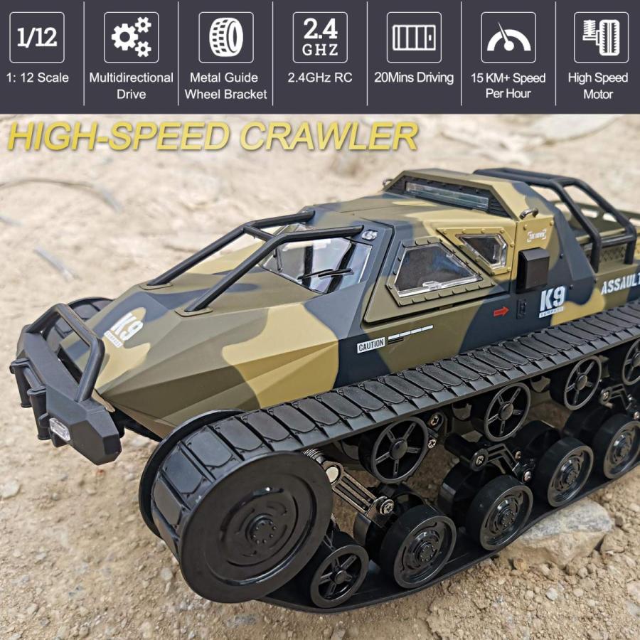 ラジコン Remote Control Tank, 1:12 Scale Off-Road Crawler, 2.4Ghz Radio RC Car, 4WD High Speed All Terrain RC Truck for Kids & Adult｜mj-market｜04