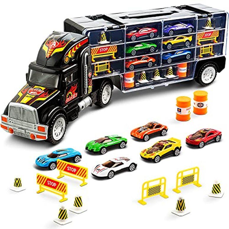 ホットウィール モンスタートラック ダウンヒルレース プレイセット Toy Truck Transport Car Carrier Toy
