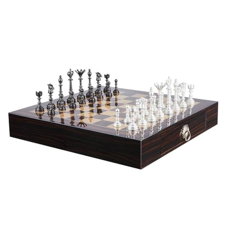 チェスセット AMEROUS 20 Inches Wooden Chess Set with Metal Chess Pieces- 4.5'' King - 2 Built-in Storage Drawers - Gift Packaging,Tournament Chess Boa｜mj-market｜03