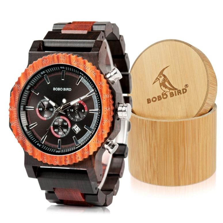 ボボバード BOBO BIRD ウッドウォッチ 木製腕時計 男性用 腕時計 メンズ ウォッチ クロノグラフ ブラック R15｜mj-market