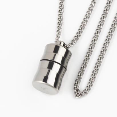 ピルケース 薬ケース ニトロケース チタン 防水 日本製 ウェーブ ネックレス 70cm 肉厚 金属アレルギー対応 PC11-1