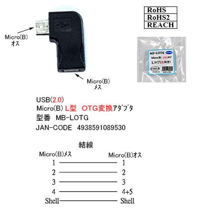 USB 即出荷 2.0 Micro B 最大10%OFFクーポン L型 MB-LOTG カモン OTG変換アダプタ