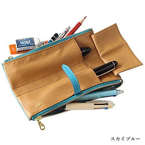 格安店CCOMPANY LIMITED ペンケース イタリアンレザー 筆箱 (スカイ