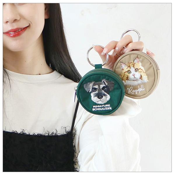 アニマル刺繍 丸ポーチ シュナウザー 小物入れ 小銭入れ コインケースにも かわいい 犬の刺繍 ミニチュアシュナウザー ギフト プレゼントに |  | 02