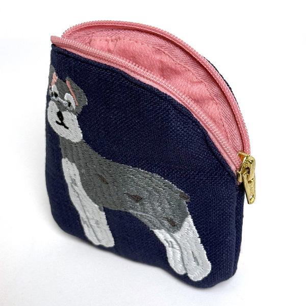 刺繍ポーチ シュナウザー かわいい ミニチュア ポーチ ギフト
