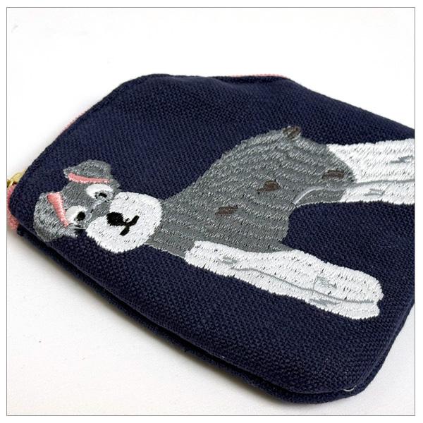 刺繍ポーチ シュナウザー かわいい ミニチュア ポーチ ギフト